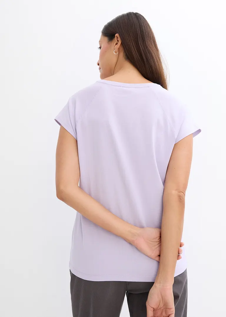 Bonprix Modernes T-Shirt Aus Bio-Baumwolle - Lila - Damen
