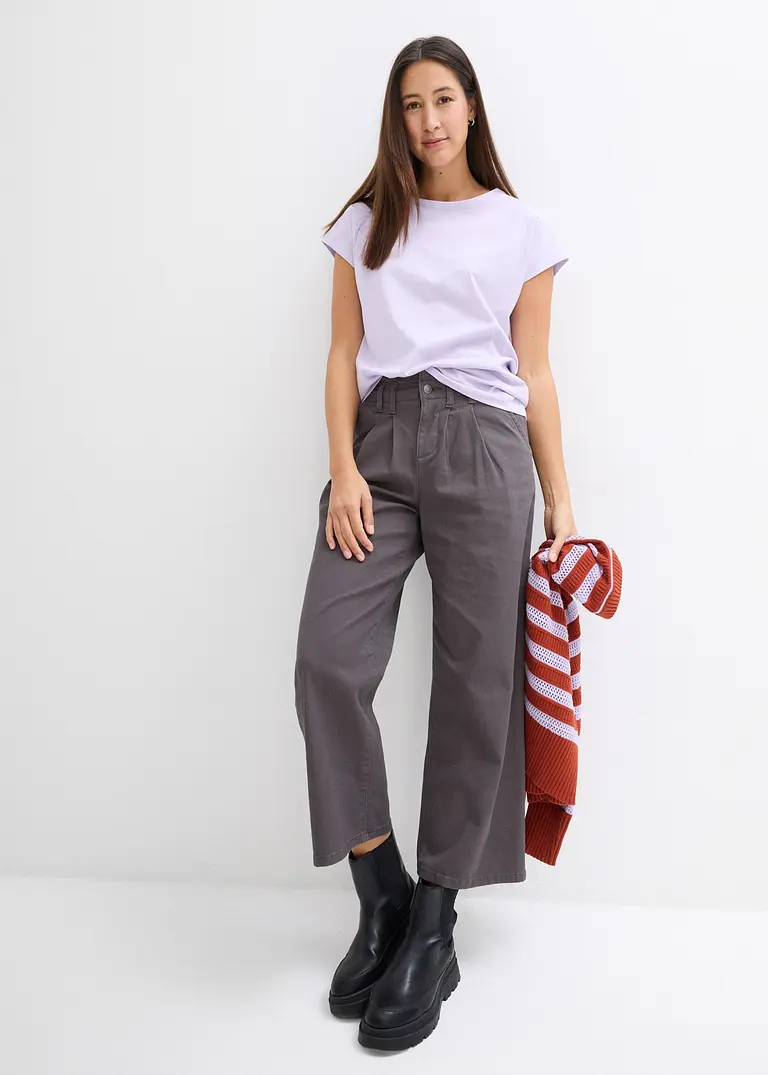 Bonprix Modernes T-Shirt Aus Bio-Baumwolle - Lila - Damen