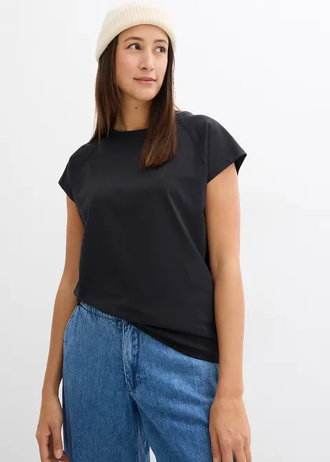 Bonprix Modernes T-Shirt Aus Bio-Baumwolle - Schwarz - Damen