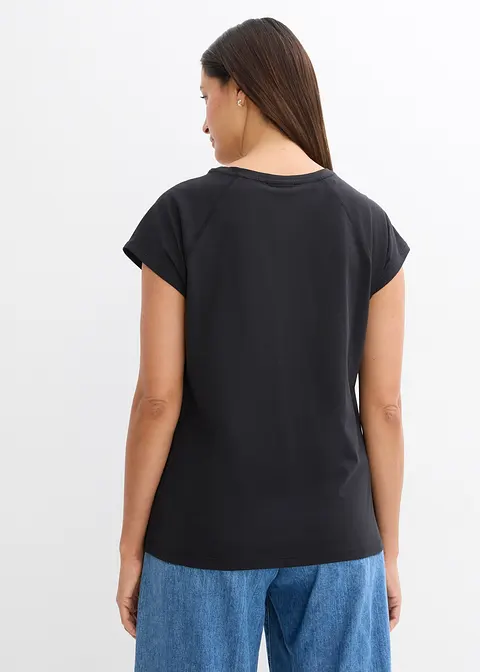 Bonprix Modernes T-Shirt Aus Bio-Baumwolle - Schwarz - Damen