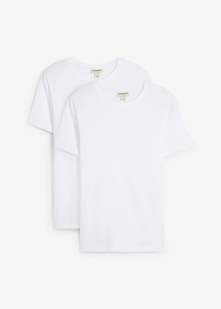 bonprix modernes T-Shirt im günstigen Doppelpack - weiß