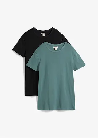 bonprix modernes T-Shirt in Ripp-Qualität im Doppelpack