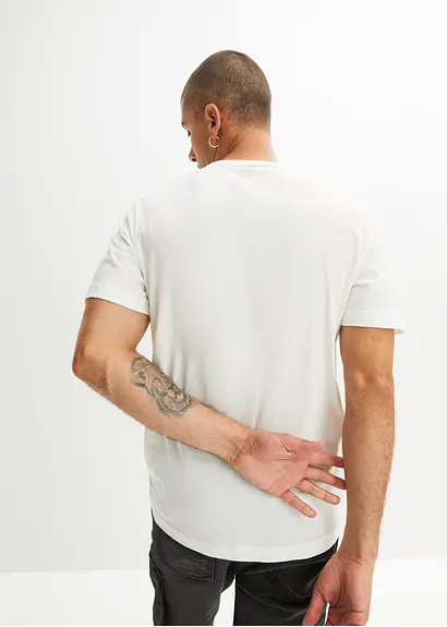 Bonprix Modernes T-Shirt Mit Druck Vorne - Weiß - Herren