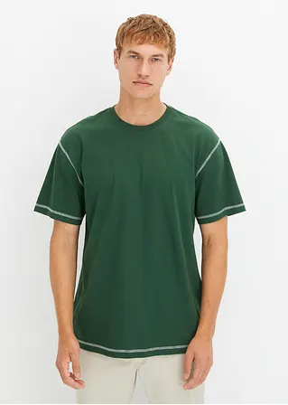 Bonprix Modernes T-Shirt Mit Kontrastnähten - Grün - Herren