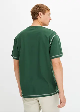 Bonprix Modernes T-Shirt Mit Kontrastnähten - Grün - Herren