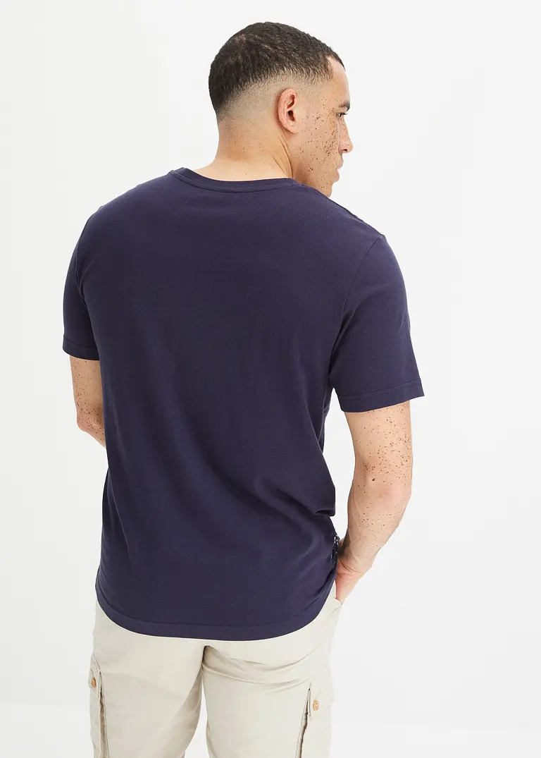 Bonprix Modernes T-Shirt Mit Rundhalsausschnitt Und Druck - Blau - Herren