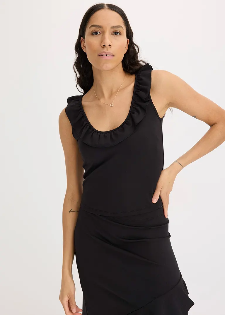 Bonprix Modernes Top Aus Jersey Mit Verzierung - Schwarz