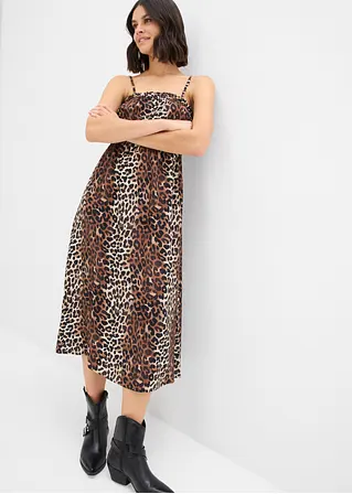 Bonprix Modernes Trägerkleid Mit Leopardenmuster - Beige