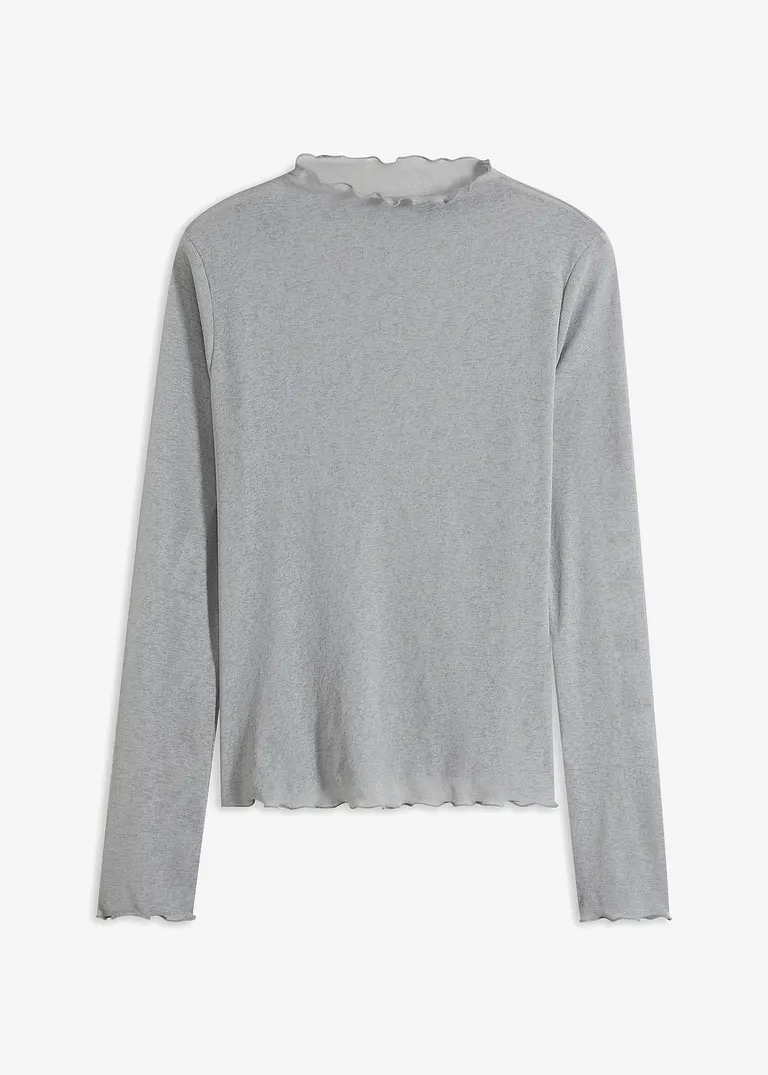 bonprix Modernes transparentes Langarmshirt - grau - Damen