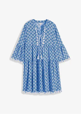 bonprix modernes Tunika-Kleid mit Fransen - blau - Damen