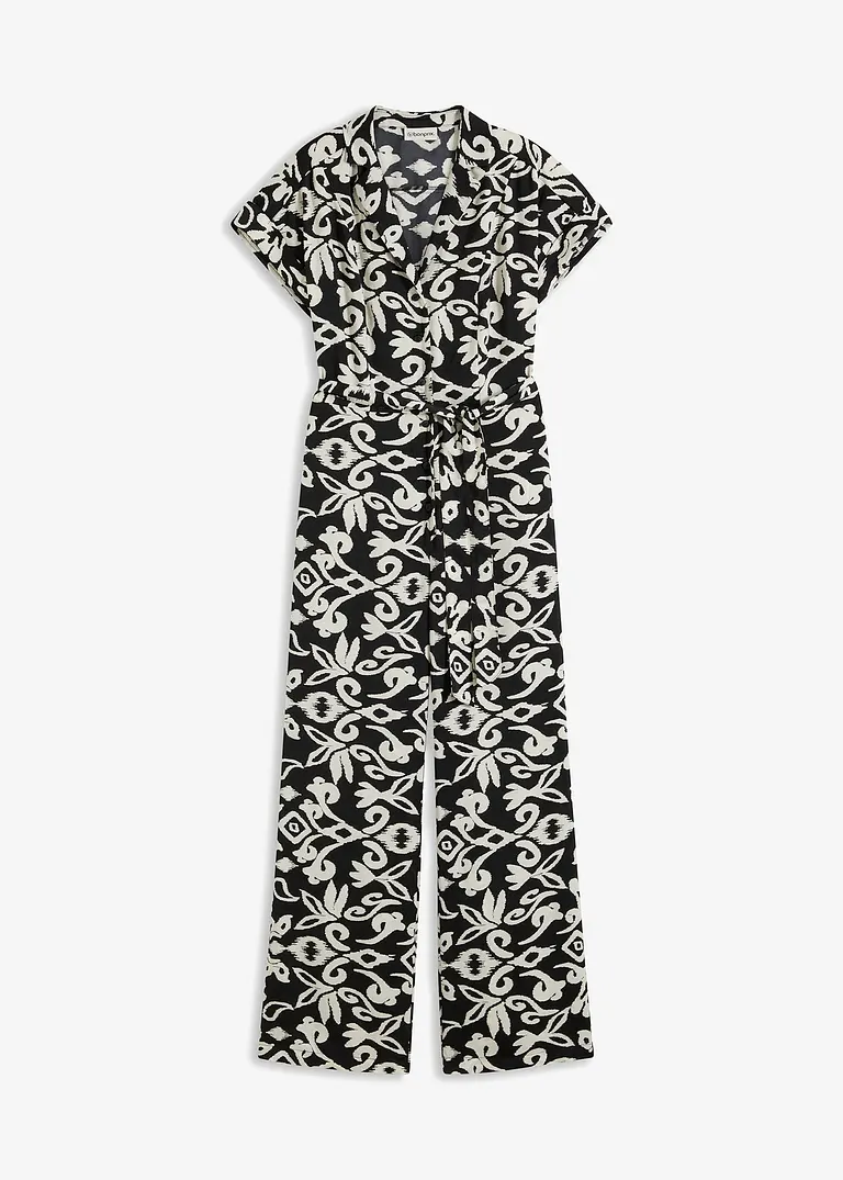 bonprix Modisch bedruckter Jumpsuit mit weitem Bein. - schwarz