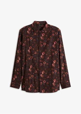 bonprix Modisch floral bedrucktes Langarmhemd in Flanell - rot