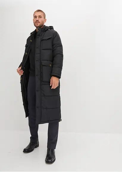 Bonprix Modisch Langer Parka Mit Herausnehmbarer Kapuze - Schwarz