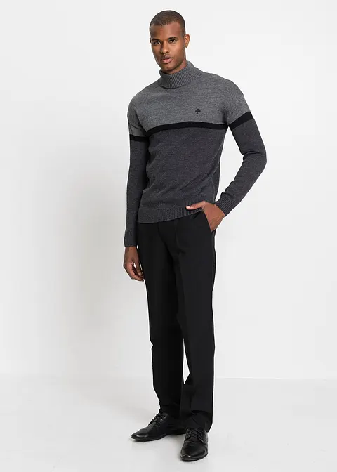 Bonprix Modisch Mehrfarbiger Rollkragenpullover Mit Stickerei - Grau