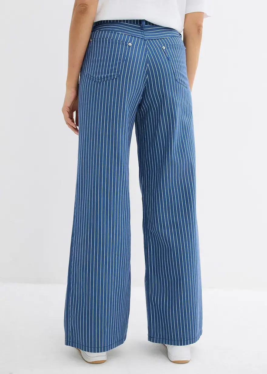 Bonprix Modisch Weit Geschnittene Twillhose Aus Reiner Baumwolle - Blau