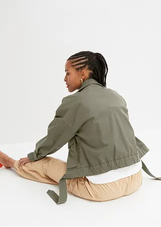 Bonprix Modisch Weite Twill-Jacke Mit Aufgesetzen Taschen - Grün - Damen
