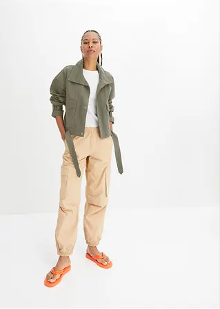 Bonprix Modisch Weite Twill-Jacke Mit Aufgesetzen Taschen - Grün - Damen