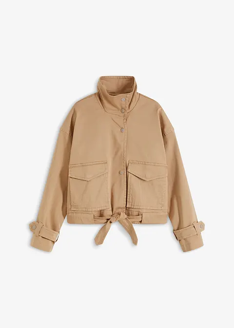 bonprix Modisch weite Twill-Jacke mit aufgesetzen Taschen - beige - Damen