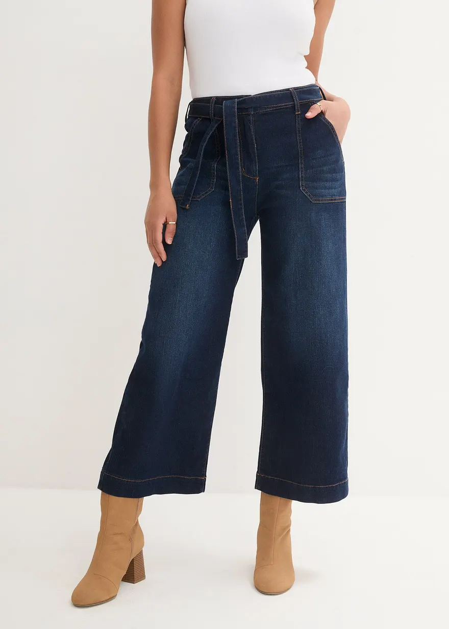 Bonprix Modische 7/8-Jeans Im Culotte-Design Mit Bundschleife - Blau
