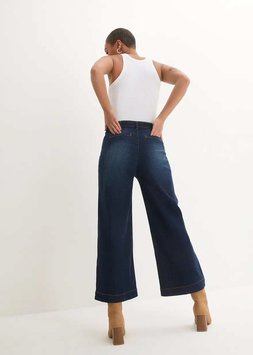 Bonprix Modische 7/8-Jeans Im Culotte-Design Mit Bundschleife - Blau
