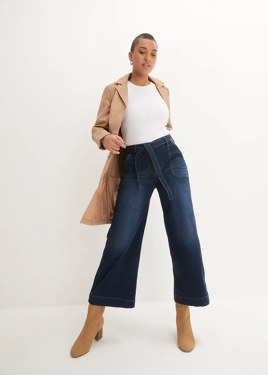 Bonprix Modische 7/8-Jeans Im Culotte-Design Mit Bundschleife - Blau