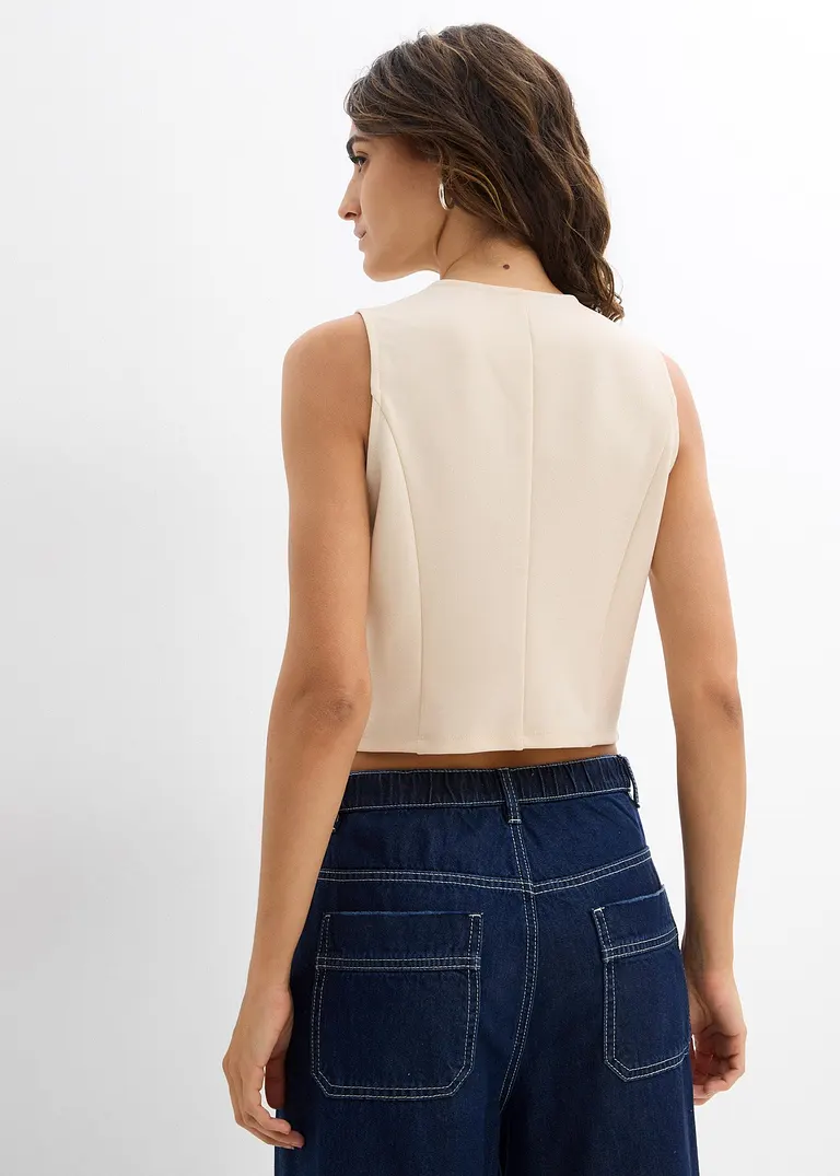 Bonprix Modische Anzugweste Aus Fester Interlock-Qualität Mit Tiefem Ausschnitt