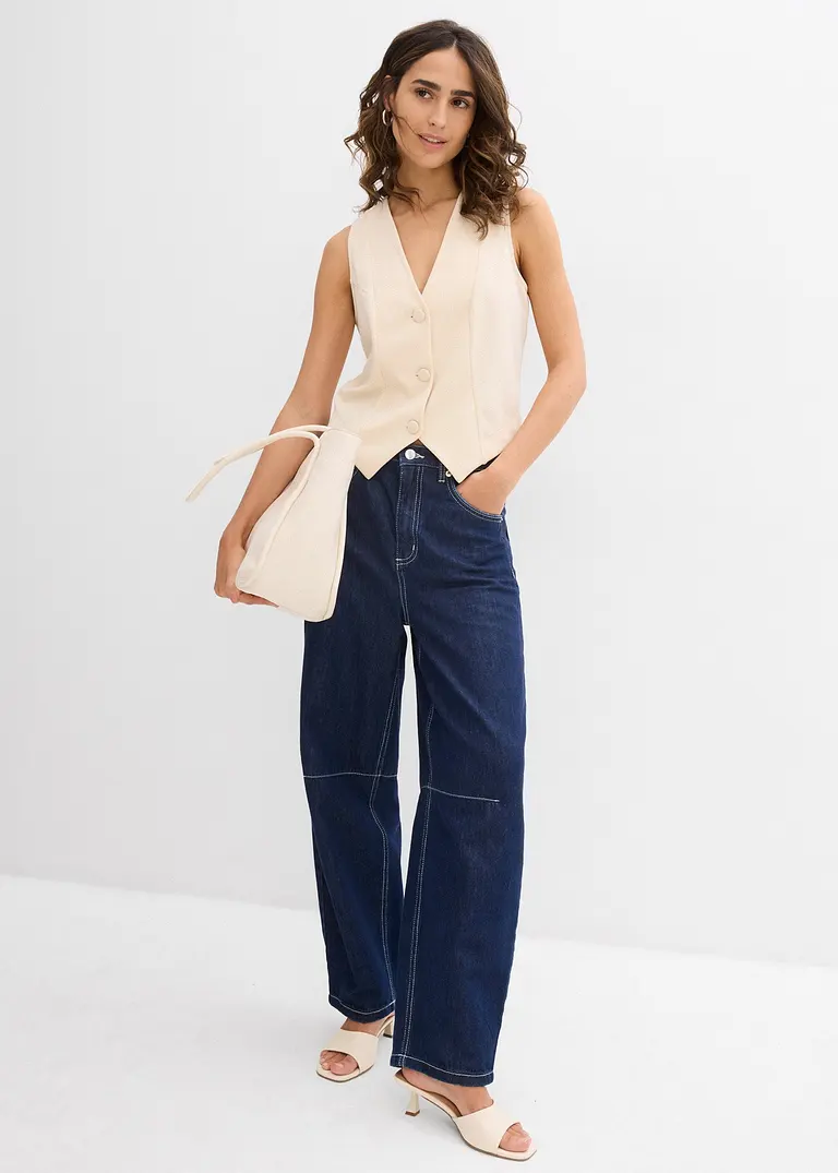 Bonprix Modische Anzugweste Aus Fester Interlock-Qualität Mit Tiefem Ausschnitt