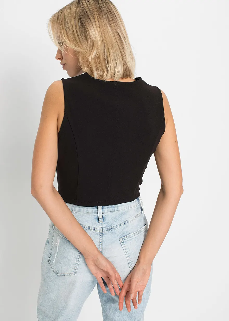 Bonprix Modische Anzugweste Aus Fester Interlock-Qualität Mit Tiefem Ausschnitt