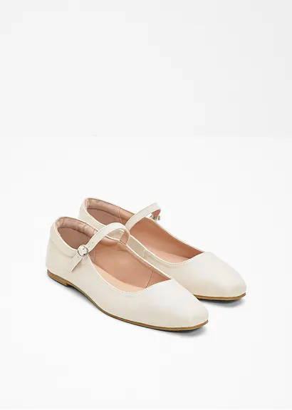 Bonprix Modische Ballerina Im Mary Jane Look - Beige - Damen