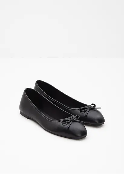 Bonprix Modische Ballerina Mit Schleife - Schwarz - Damen