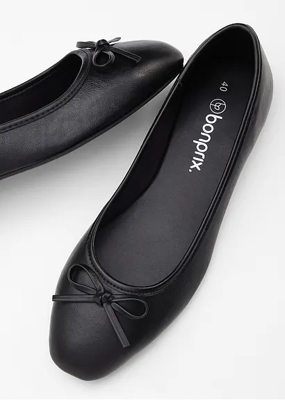 Bonprix Modische Ballerina Mit Schleife - Schwarz - Damen