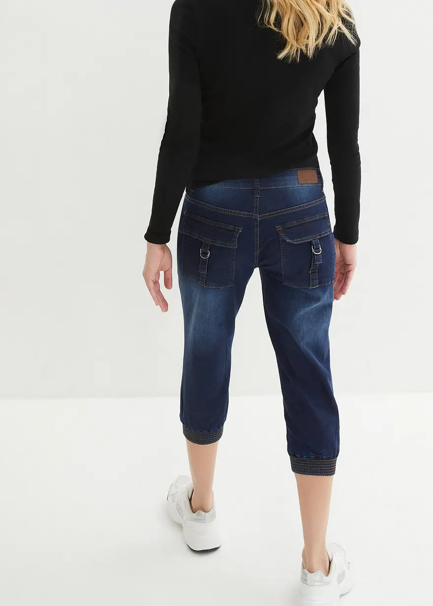 Bonprix Modische Basic-Capri-Jeans Mit Stretch - Blau - Damen