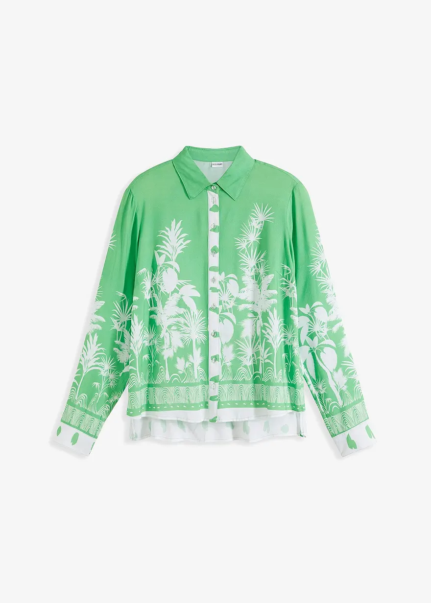 bonprix Modische Bluse mit angesagten Palmendruck - grün