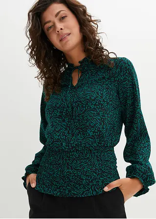 Bonprix Modische Bluse Mit Charmantem Smockeinsatz Und Raffungen. - Grün