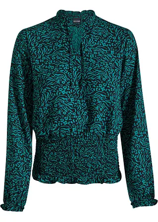 bonprix Modische Bluse mit charmantem Smockeinsatz und Raffungen. - grün