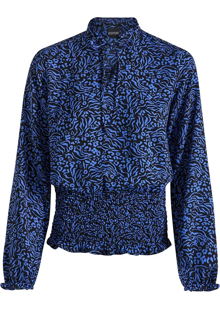 bonprix Modische Bluse mit charmantem Smockeinsatz und Raffungen. - blau