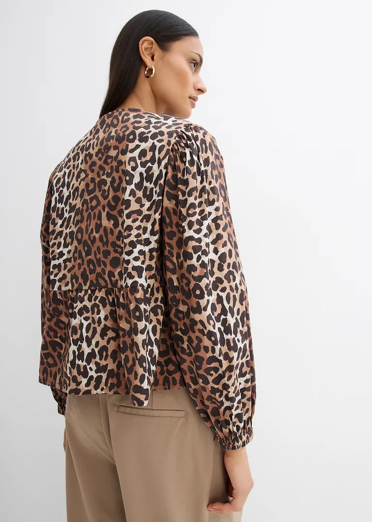 Bonprix Modische Bluse Mit Schleifendetails Und Langen Ärmeln - Beige