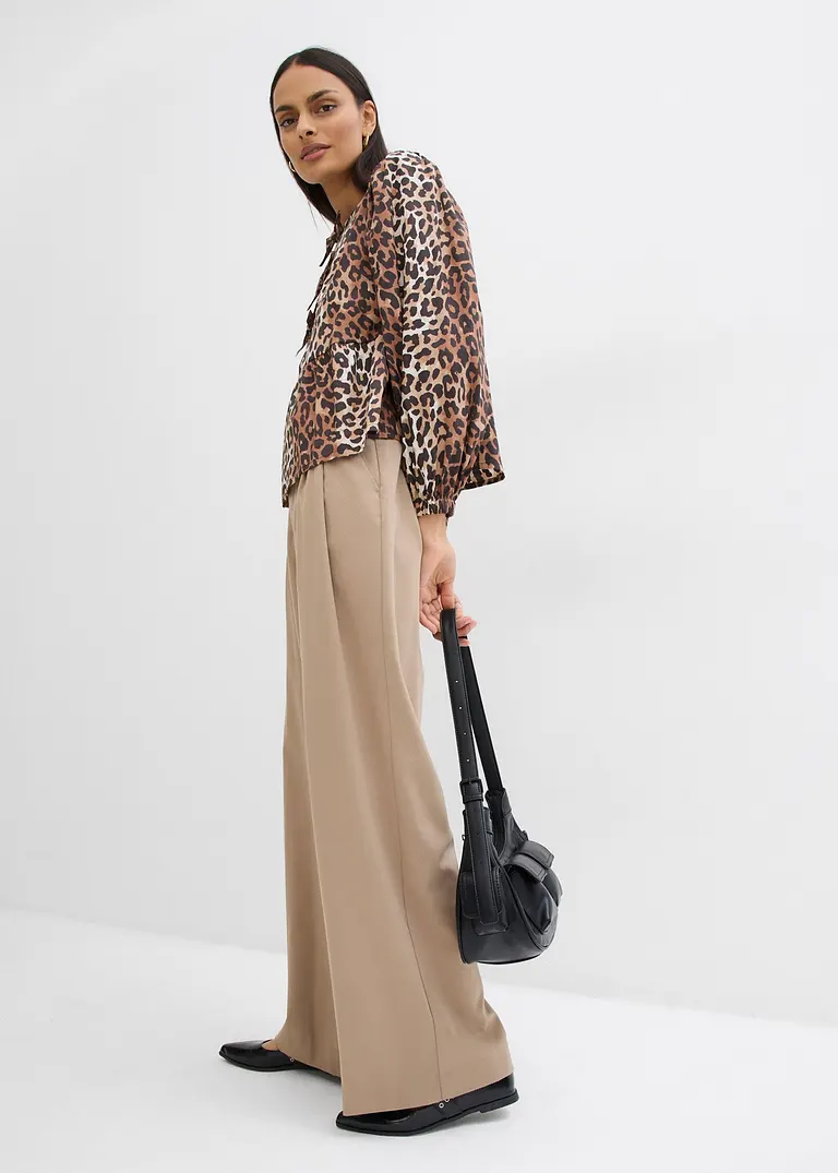 Bonprix Modische Bluse Mit Schleifendetails Und Langen Ärmeln - Beige