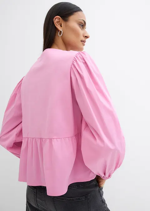 Bonprix Modische Bluse Mit Schleifendetails Und Langen Ärmeln - Rosa
