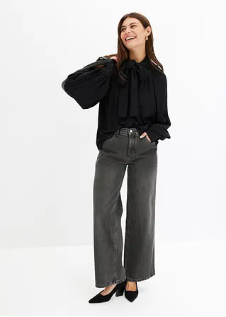 Bonprix Modische Bluse Mit Schluppenkragen Und Knopfleiste Vorne - Damen