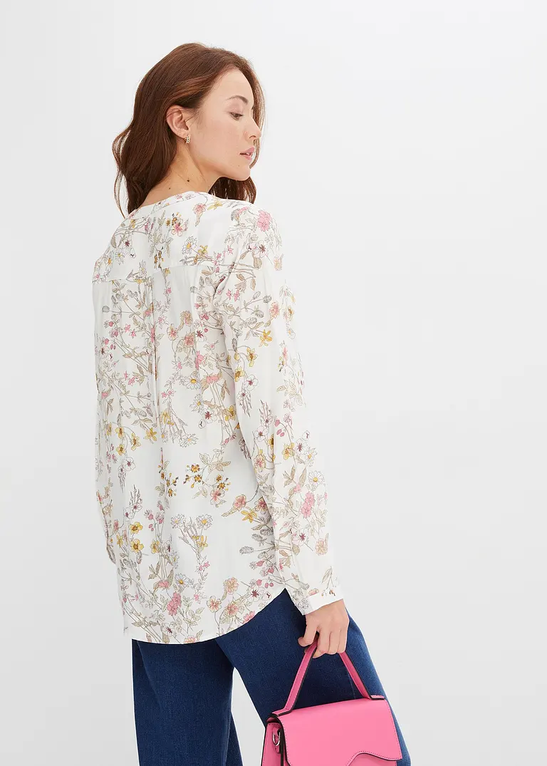 Bonprix Modische Bluse Mit Schönem Alloverprint Und Knopfleiste. - Weiß