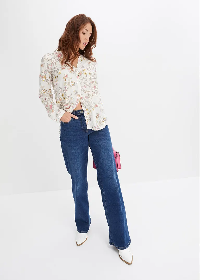 Bonprix Modische Bluse Mit Schönem Alloverprint Und Knopfleiste. - Weiß