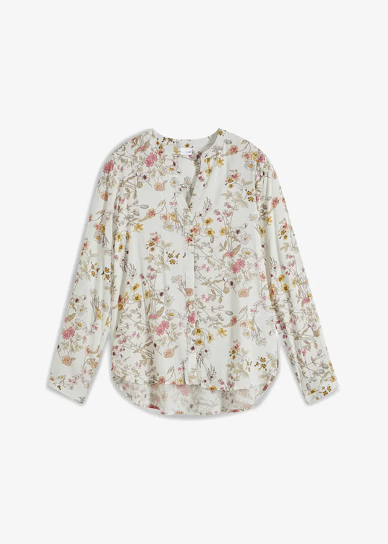 bonprix Modische Bluse mit schönem Alloverprint und Knopfleiste. - weiß