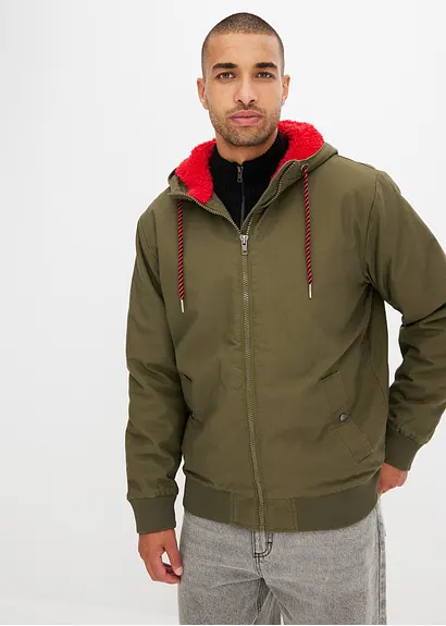 Bonprix Modische Bomberjacke Warm Gefüttert Und Mit Kapuze - Grün