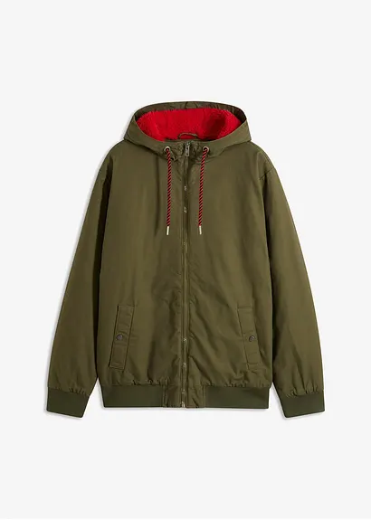 bonprix Modische Bomberjacke warm gefüttert und mit Kapuze - grün