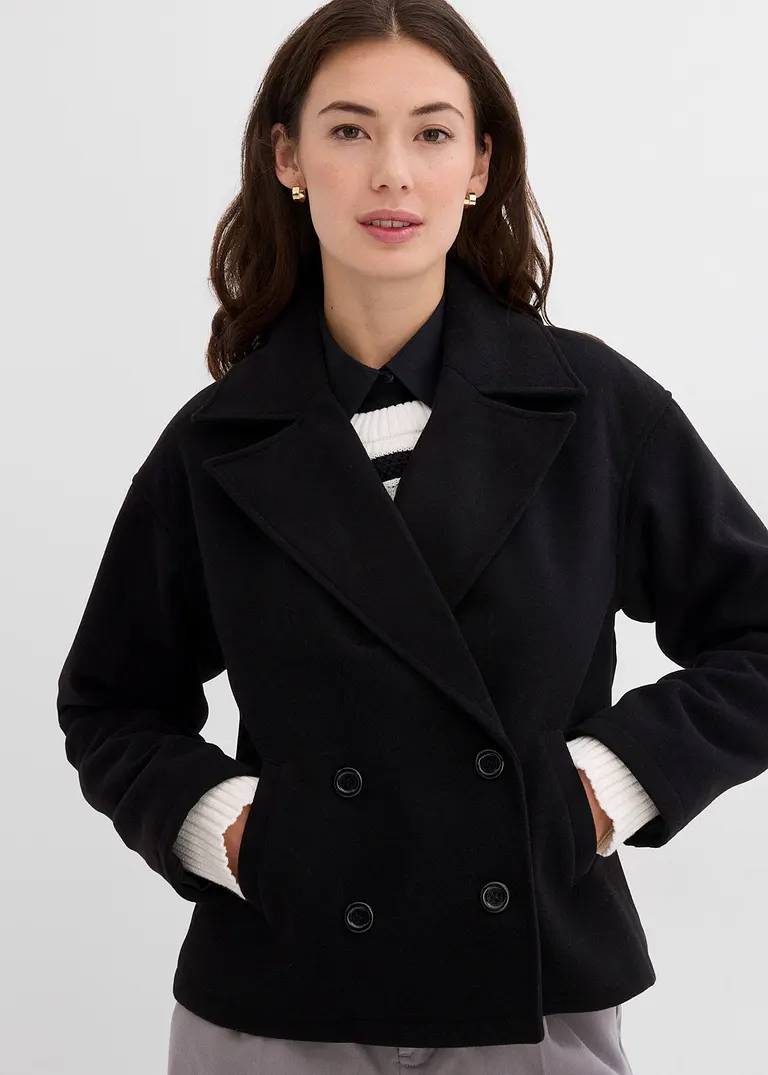 Bonprix Modische Cabanjacke Aus Wollimitat Mit Einer Abnehmbaren Kapuze