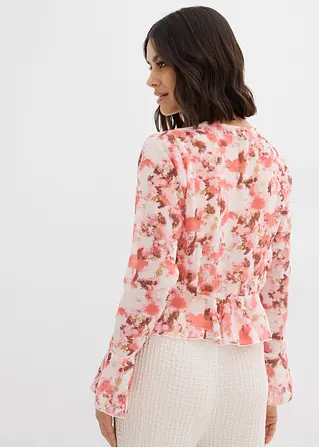 Bonprix Modische Chiffonbluse Mit Volants Und Bindedetail Am Ausschnitt