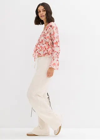 Bonprix Modische Chiffonbluse Mit Volants Und Bindedetail Am Ausschnitt
