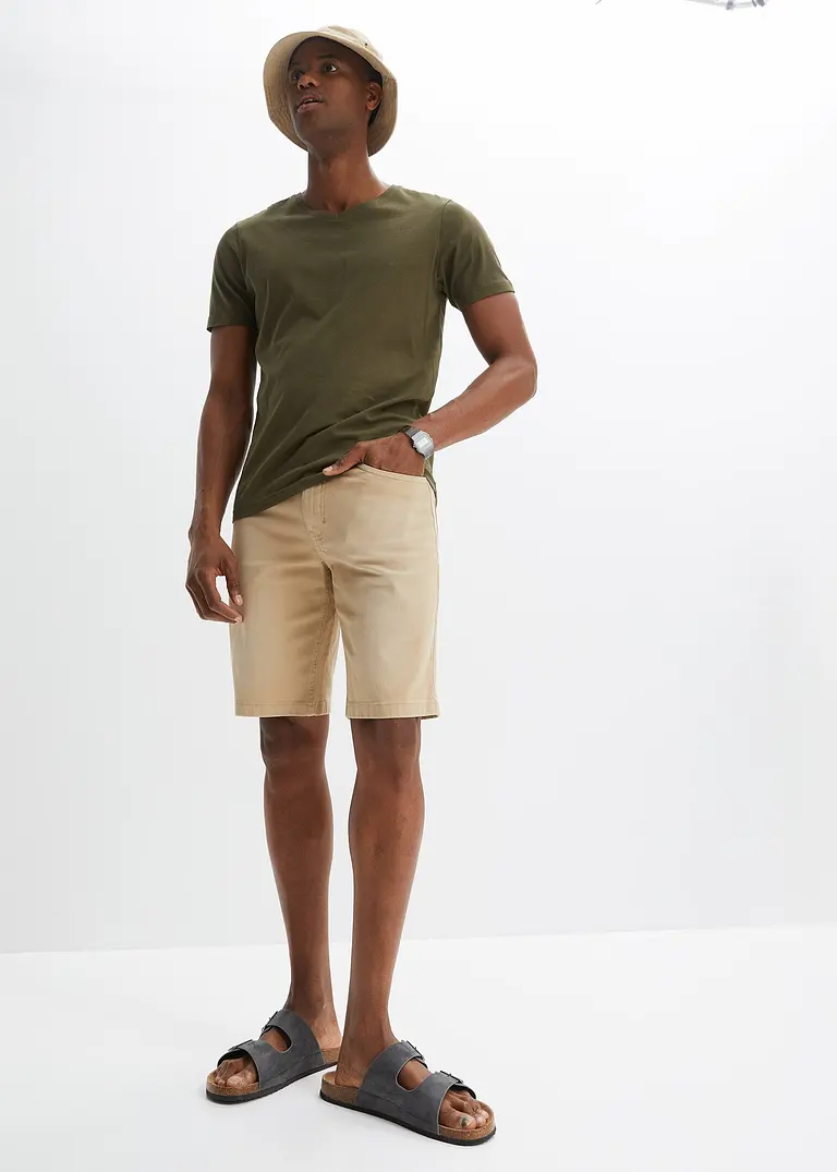 Bonprix Modische Coloured Stretch-Bermuda In Vintage Look - Beige