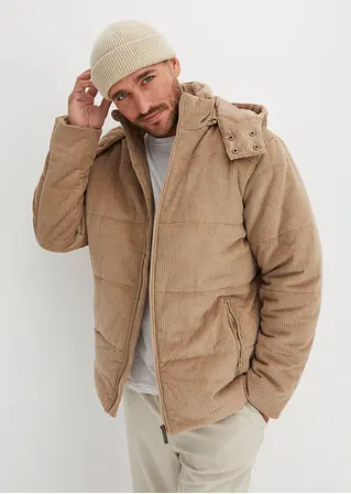 Bonprix Modische Cord-Steppjacke Mit Kapuze - Beige - Herren